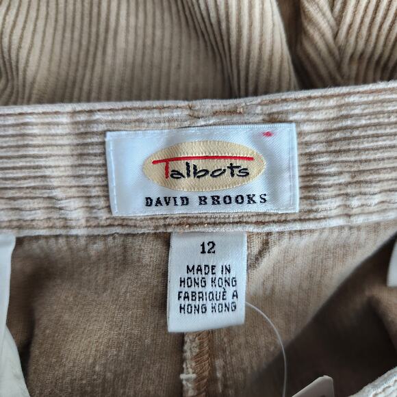 Vintage 90s Tan Corduroy High Rise Pleated Trousers Academia Mom Pant Talbots 10 - Picture 5 of 10